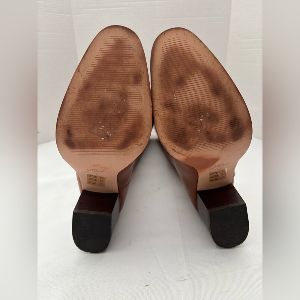 J. CREW SADIE RICH OAK KNEE HIGH LEATHER UPPER AND STACKED HEEL IMPORTED SZ 11 - Picture 6 of 12
